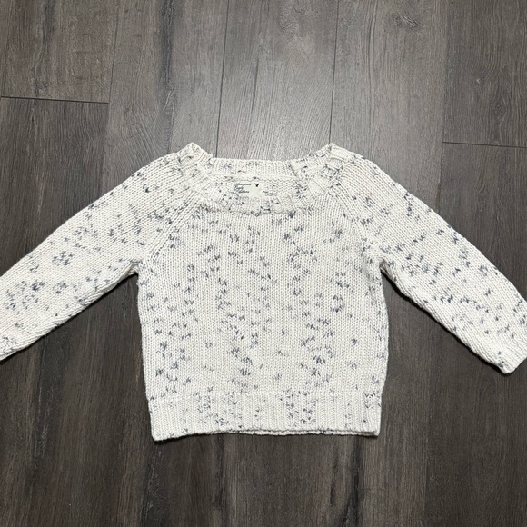 American Eagle Outfitters cropped White 3/4 Sleeve Knitted Sweater Size Medium - Picture 4 of 9
